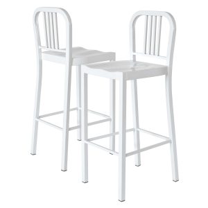 Navy Metal Bar Stool in White
