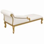 Chaise Longue White Faux Leather Gold Leaf - Back