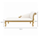Chaise Longue White Faux Leather Gold Leaf - Dimensions
