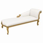 Chaise Longue White Faux Leather Gold Leaf - Front