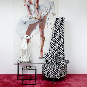 Check pattern fabric potenza chair in our showroom