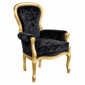 Smooth Back Michael Chair - Black Velvet with Gold Frame
