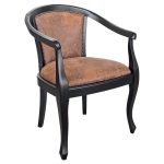 Heavy Smooth Open Arm Tub Chair - Brown Faux Leather