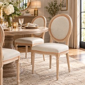 Georgian Dining Chair in Arran Oyster Fabric - Lifestyle