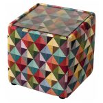 Glass Top Square Side Table Stool - Gemstone Tapestry