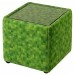 Glass Top Square Side Table Stool - Pixel Grass