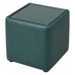 Glass Top Square Side Table Stool - Peacock Faux Leather