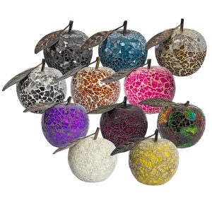 Mosaic Glass Apples With Leaf