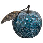 Mosaic Glass Apple With Leaf - Blue
