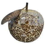 Mosaic Glass Apple With Leaf - Brown