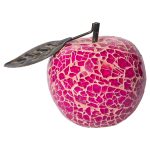 Mosaic Glass Apple With Leaf - Pink