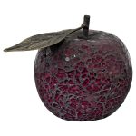 Mosaic Glass Apple With Leaf - Red