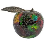 Mosaic Glass Apple With Leaf - Rainbow