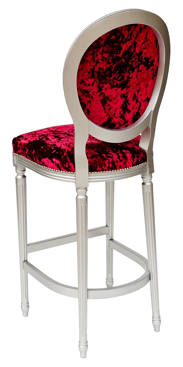 Georgian Round Back Bar Stool in Red Crush - Back