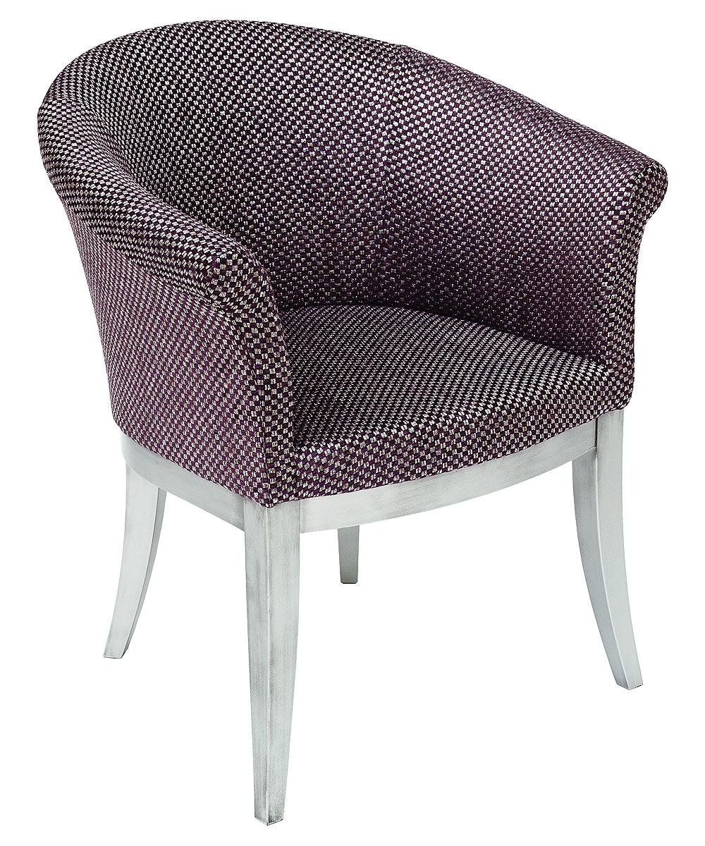 Irene Tub Chair in Purple & Silver Fabric