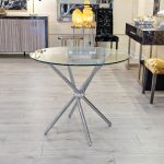 Criss-cross Clear Glass Dining Table in our Showroom
