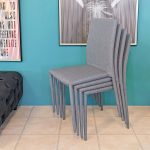 Selina Grey Stacking Chair in our Showroom