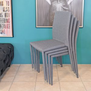 Selina Grey Stacking Chair in our Showroom