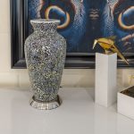 Purple Mosaic Glass Vase Lamp in our Showroom - Turned Off