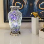 Purple Mosaic Glass Vase Lamp in our Showroom