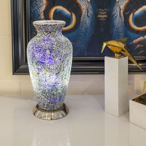 Purple Mosaic Glass Vase Lamp in our Showroom
