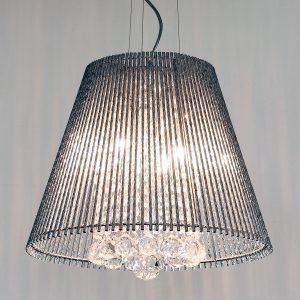 Conical Silver Tube Shade Chandelier
