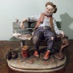 Tramp feeding pigeons by Bruno Merli