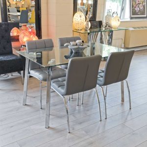 Glass Dining Table on display in our Showroom