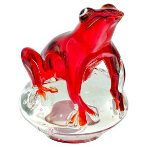 Glass Red Jungle Frog Paperweight