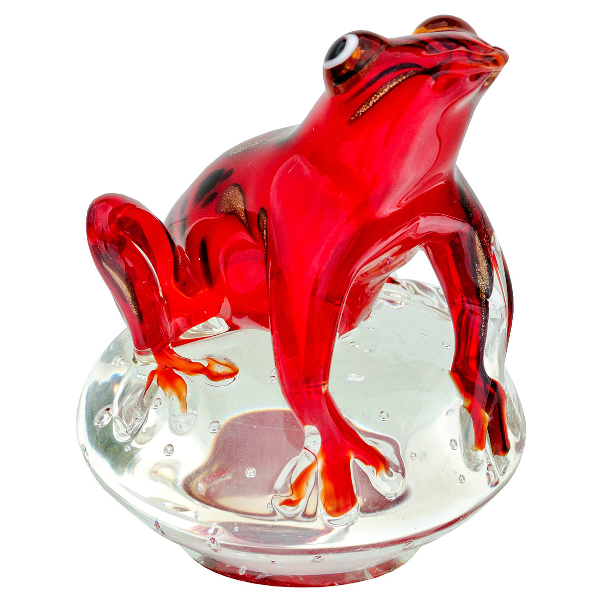 GW52 Glass Red Jungle Frog Paperweight Glass Red Jungle Frog Paperweight