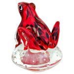 Glass Red Jungle Frog Paperweight - Back