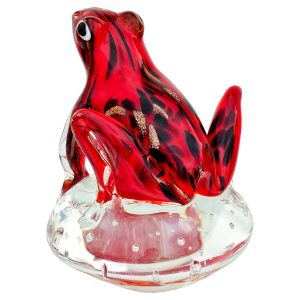 Glass Red Jungle Frog Paperweight - Back