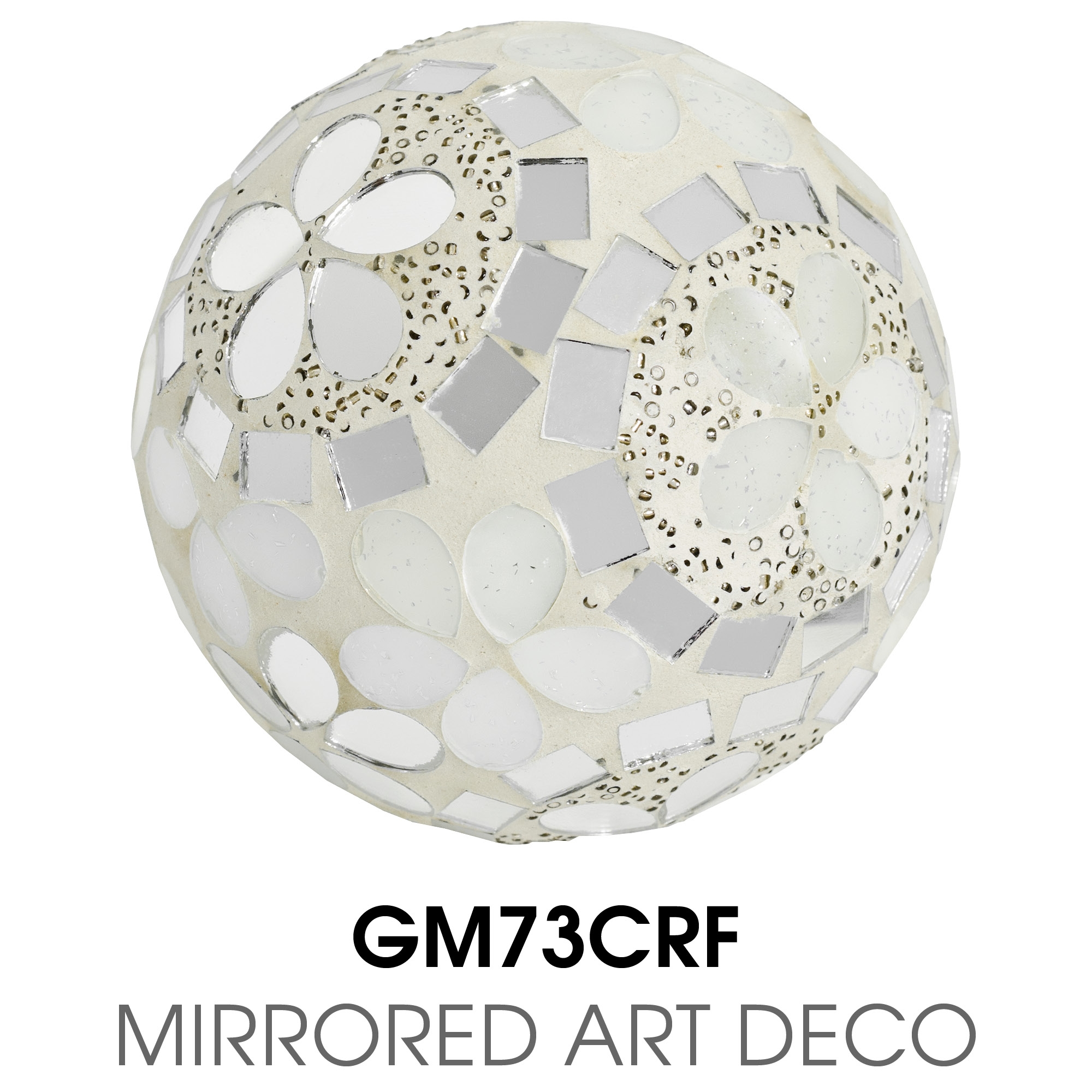 Medium Mosaic Polyform Ball - Mirrored Art Deco