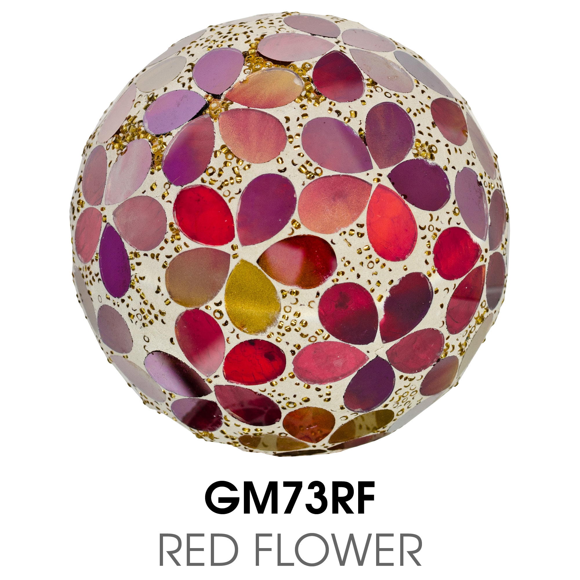 Medium Mosaic Polyform Ball - Red Flower