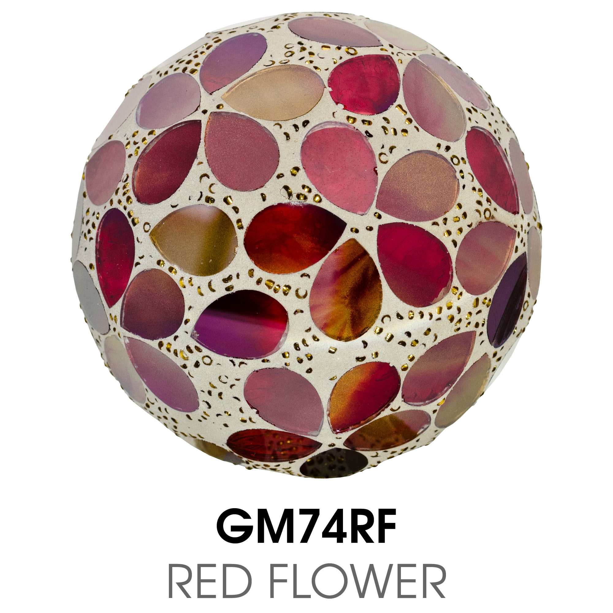 Small Mosaic Polyform Ball - Red Flower