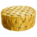 Large Gold Fabric Pouffe