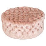 Large Navy Blue Deep Button Fabric Pouffe