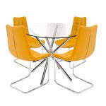 Criss-cross circular glass dining set with Menson beige dining chairs - Image 4