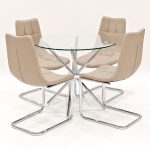 Criss-Cross clear glass dining set with beige Menson dining chairs