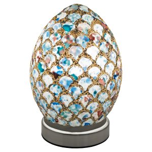 Mini Mosaic Glass Egg Lamp - Blue Tile