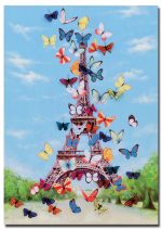 Eiffel Tower & Butterfly Canvas Wall Art