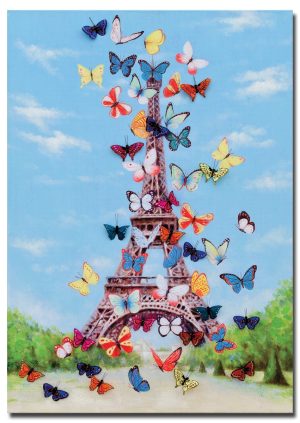 Eiffel Tower & Butterfly Canvas Wall Art