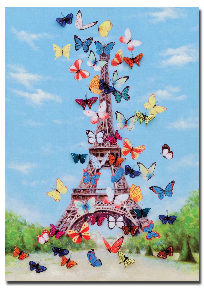 Eiffel Tower & Butterfly Canvas Wall Art