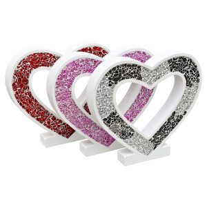 Mosaic Glass Standing Heart Decoration