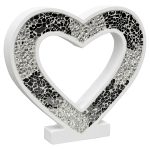 Mirrored Mosaic Glass Standing Heart Decoration