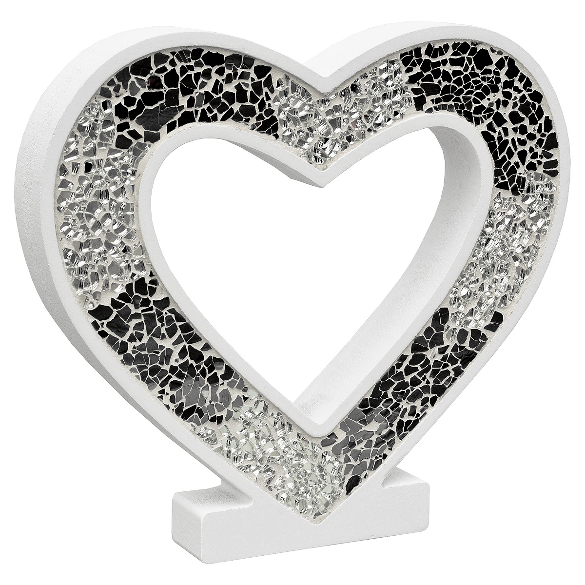 Mirrored Mosaic Glass Standing Heart Decoration