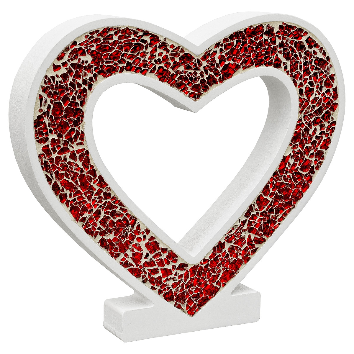 Red Mosaic Glass Standing Heart Decoration