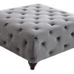 Square Grey Velvet Ottoman