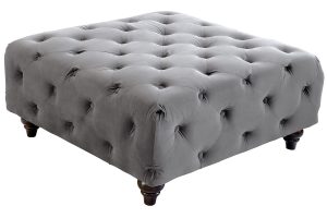 Square Grey Velvet Ottoman