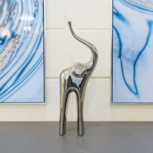 Ceramic Chrome Elephant in our Showroom